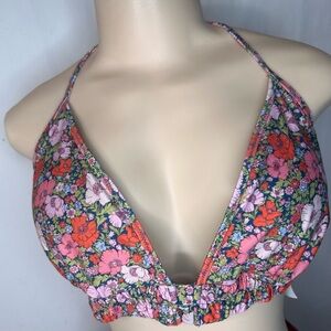 NWT J. Crew Tie-shoulder Ruched Bikini Top in Liberty Meadow Song fabric Size 2X